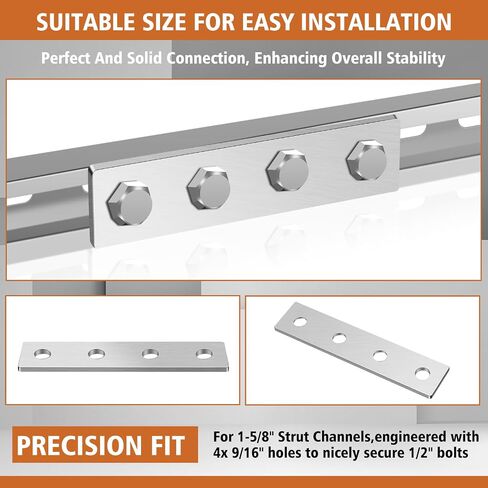 8 PCS 4 Hole Flat Plate Bracket Huffle Duty Monnector for 1/2 "Bolt in 1-5/8" STRUT CANDAY GLOVANISTER in Saudi Arabia