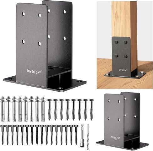 6x6 Post Base (Internal Size 5.6" x 5.6 ") Heavy Duty Stainless Steel Powder-Coated Post Anchor with Air Flow Channel Fence Post Anchor Base for Deck Railing, Pergolas, Fence Pillar, 4Pack in Saudi Arabia