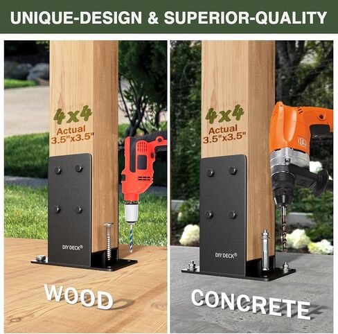 6x6 Post Base (Internal Size 5.6" x 5.6 ") Heavy Duty Stainless Steel Powder-Coated Post Anchor with Air Flow Channel Fence Post Anchor Base for Deck Railing, Pergolas, Fence Pillar, 4Pack in Saudi Arabia