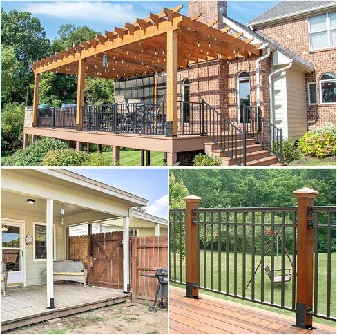 6x6 Post Base (Internal Size 5.6" x 5.6 ") Heavy Duty Stainless Steel Powder-Coated Post Anchor with Air Flow Channel Fence Post Anchor Base for Deck Railing, Pergolas, Fence Pillar, 4Pack in Saudi Arabia