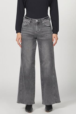 DEAR JOHN Micah Novelty Wide Leg Jeans Mid Rise Raw Cut Hem Full Length Inseam - Printed Stretch Denim - Tibetan Tapestry - Size 27 in Saudi Arabia