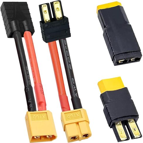 2 Pair RC Battery Connector for Traxxas Plug to XT60 Male Female Adapter for Traxxas Plug to XT60 Male Female Plug 12 Gauge Connector Adapter, for RC LiPo Battery RC Cars RC Aircraft in Saudi Arabia
