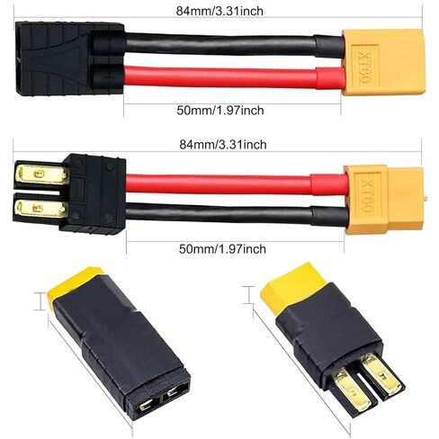 2 Pair RC Battery Connector for Traxxas Plug to XT60 Male Female Adapter for Traxxas Plug to XT60 Male Female Plug 12 Gauge Connector Adapter, for RC LiPo Battery RC Cars RC Aircraft in Saudi Arabia