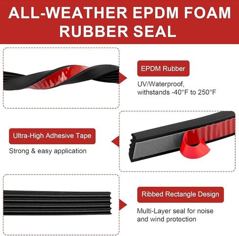 326A0004 Service Kit/Ribbed Bulkhead Seal 3/5 in X 78 in, Ribbed Rectangle Rubber Seal/Self-Adhesive EPDM Foam Rubber with Tape/Ideal Weather Stripping, Fits RV,Boat,Auto,Truck,Marine,Garage Door in Saudi Arabia