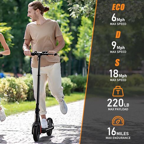 Electric Scooter Adults 16/22 Miles Long Range 21 mph Top Speed Max 500W Motor Brake Pad Lock with Dual Braking and Dual Suspension, App in Saudi Arabia