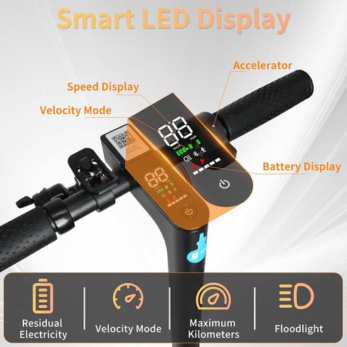 Electric Scooter Adults 16/22 Miles Long Range 21 mph Top Speed Max 500W Motor Brake Pad Lock with Dual Braking and Dual Suspension, App in Saudi Arabia