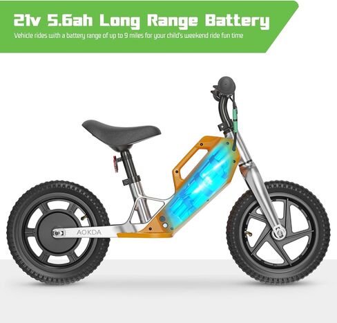 K8 Kids Electric Balance Bike ، محرك 150 واط ، 7.5 ميل في الساعة أقصى سرعة ، بطارية 21.6V 5.2AH ، 9MILES Range Electric ، مناسبة للأطفال من 3 إلى 8 سنوات لركوبها. （Orange） in Saudi Arabia