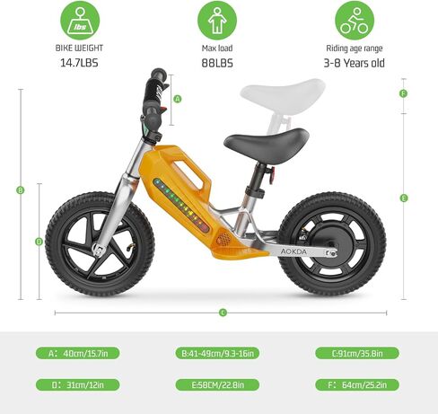 K8 Kids Electric Balance Bike ، محرك 150 واط ، 7.5 ميل في الساعة أقصى سرعة ، بطارية 21.6V 5.2AH ، 9MILES Range Electric ، مناسبة للأطفال من 3 إلى 8 سنوات لركوبها. （Orange） in Saudi Arabia