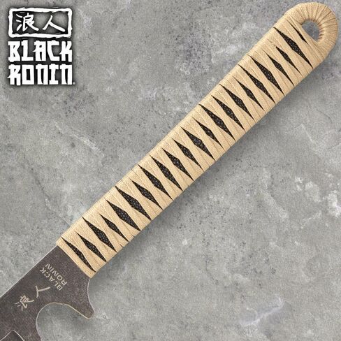 Black Ronin Tan Combat Wakizashi Sword | 17 "420 شفرة من الفولاذ المقاوم للصدأ | الانتهاء من الغسيل الحجري | مقبض فو ، مقبض مصبوب بالحقن | مقبض ملفوف من الحبل | عام 27" in Saudi Arabia