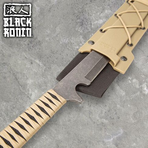 Black Ronin Tan Combat Wakizashi Sword | 17 "420 شفرة من الفولاذ المقاوم للصدأ | الانتهاء من الغسيل الحجري | مقبض فو ، مقبض مصبوب بالحقن | مقبض ملفوف من الحبل | عام 27" in Saudi Arabia