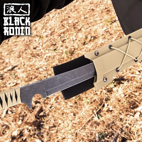 Black Ronin Tan Combat Wakizashi Sword | 17 "420 شفرة من الفولاذ المقاوم للصدأ | الانتهاء من الغسيل الحجري | مقبض فو ، مقبض مصبوب بالحقن | مقبض ملفوف من الحبل | عام 27" in Saudi Arabia
