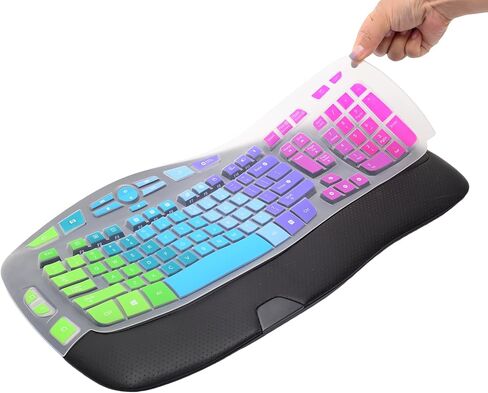 Keyboard Cover for Logitech K350 MK550 MK570 Wireless Wave Keyboard,Colorful Silicone Keyboard Protector Skin for Logitech K350 MK550 MK570 Ergonomic Keyboard Protective Accessories(Utra-Thin) in Saudi Arabia