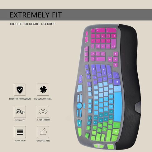 Keyboard Cover for Logitech K350 MK550 MK570 Wireless Wave Keyboard,Colorful Silicone Keyboard Protector Skin for Logitech K350 MK550 MK570 Ergonomic Keyboard Protective Accessories(Utra-Thin) in Saudi Arabia