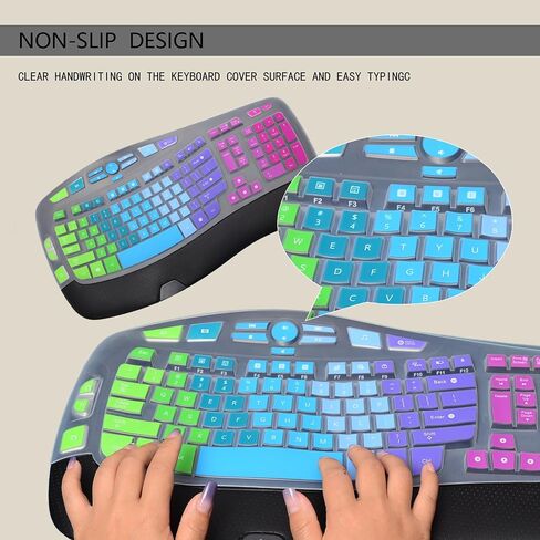 Keyboard Cover for Logitech K350 MK550 MK570 Wireless Wave Keyboard,Colorful Silicone Keyboard Protector Skin for Logitech K350 MK550 MK570 Ergonomic Keyboard Protective Accessories(Utra-Thin) in Saudi Arabia