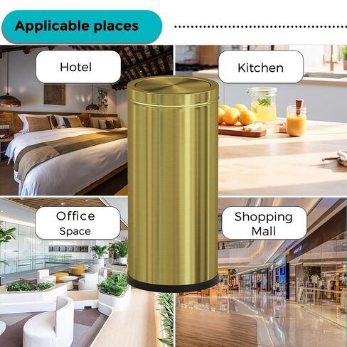 7.92 gallon/30L Kitchen Trash Can with Lid, Tall Slim, Elegant, Gold, Brushed Stainless Steel Garbage Can for Office, Hotel, Kitchen (30Lgold) in Kuwait