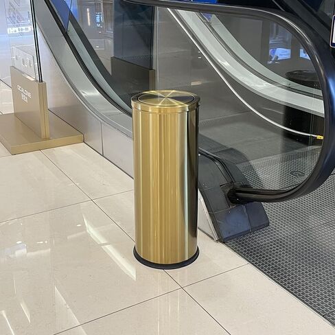 7.92 gallon/30L Kitchen Trash Can with Lid, Tall Slim, Elegant, Gold, Brushed Stainless Steel Garbage Can for Office, Hotel, Kitchen (30Lgold) in Kuwait