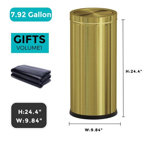 7.92 gallon/30L Kitchen Trash Can with Lid, Tall Slim, Elegant, Gold, Brushed Stainless Steel Garbage Can for Office, Hotel, Kitchen (30Lgold) in Kuwait
