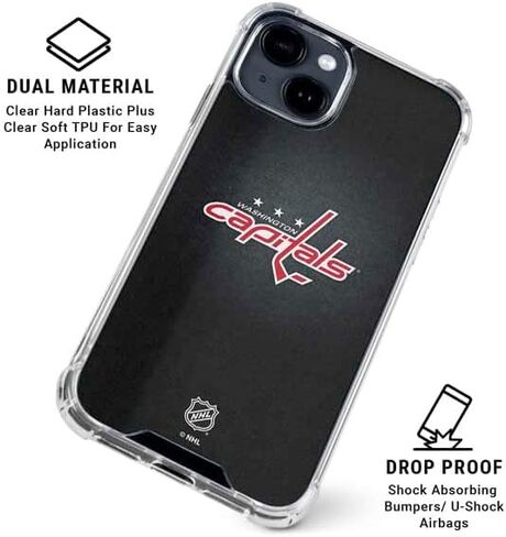 Skinit Clear Phone Case Compatible with iPhone 15 Plus - Officially Licensed NHL Washington Capitals Black Background Design in Saudi Arabia