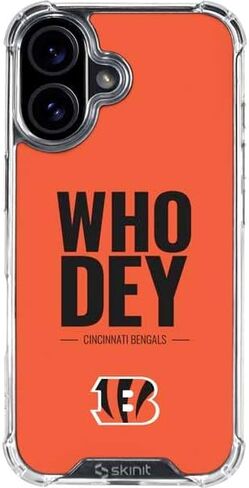 Skinit Clear Phone Case متوافق مع iPhone 16 Plus - NFL Cincinnati Bengals بالأبيض والرخص in Saudi Arabia