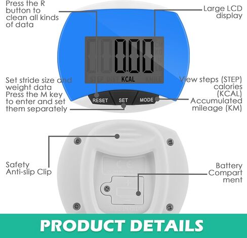 وعداد الخطى 24 PCS لمشي خطوة LCD بالجملة مع السعرات الحرارية المحترقة المحمولة بدقة خطوة خطوة المتتبع للنساء الكبار in Kuwait