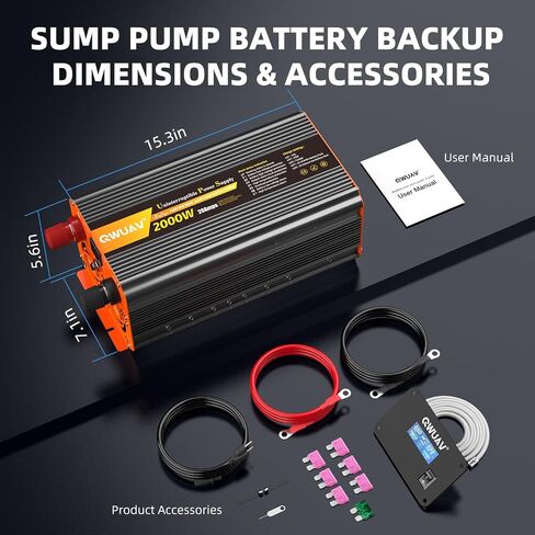 2000W SUMP PUMP BATTERESS ، نظام نسخ احتياطي للبطارية 2500W SUMP لمضخة SUMP لانقطاع الطاقة ، شاشة LCD متعددة الوظائف قابلة للتعديل ، التبديل التلقائي للشبكة والبطارية in Saudi Arabia