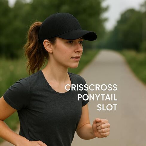 Women Ponytail Hats Criss Cross Quick Dry Baseball Cap Adjustable Workout Golf Cap Sun Hat for Sports & Outdoor in Kuwait