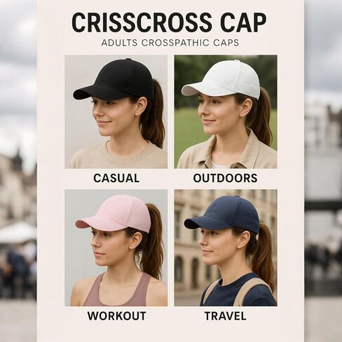 Women Ponytail Hats Criss Cross Quick Dry Baseball Cap Adjustable Workout Golf Cap Sun Hat for Sports & Outdoor in Kuwait