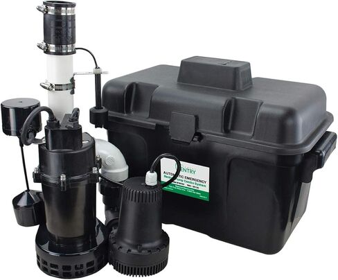 الطابق السفلي Sentry Battery Backup Sump Pump System Combo (مسبقًا) مضخة الحوض الأولية ومضخة احتياطية للبطارية ، وحدة تحكم ، نظام إنذار ، شاحن ، مفتاح تعويم وصندوق البطارية in Kuwait