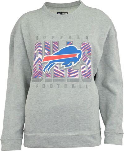 Zubaz NFL Women's Heather Gray Name & Logo Crewneck Sweatshirt w/Jobicets in Saudi Arabia
