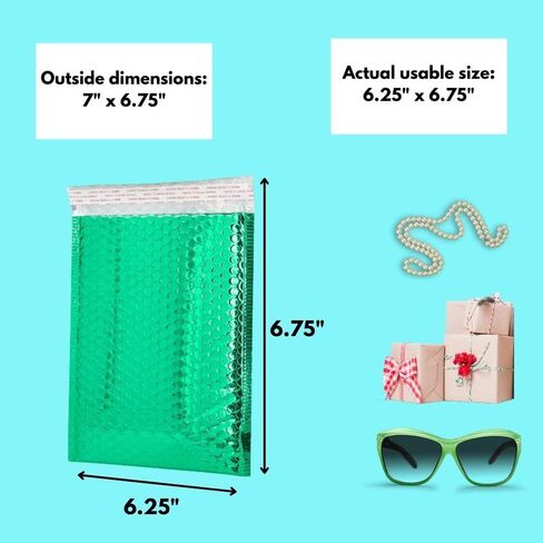 PSBM METALLIC BUBBLE SEALERS ، 6.75 × 7 بوصة ، أخضر ، 250 حزمة ، مرسلات شحن لامعة باهتة ، SELL SEAL & PEAL Strip in Saudi Arabia