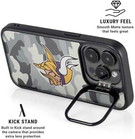 Skinit Kickstand Phone Case Compatible with iPhone 13 Pro Max - Officially Licensed NFL Minnesota Vikings Double Vision Design in Saudi Arabia