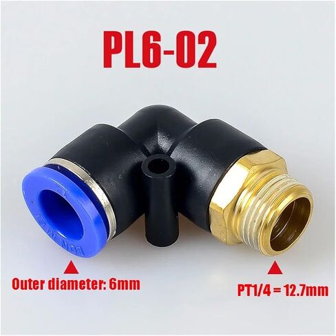 PL Pneumatic Connector 4mm-12mm Hose OD 1/8" 1/4" 3/8" 1/2" Male Pneumatic Threaded Pipe Elbow Connector Tube Air Push-On(PL8-04,5PCS) in Kuwait