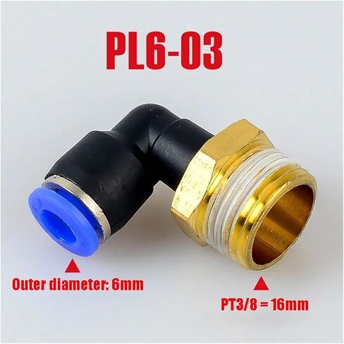 PL Pneumatic Connector 4mm-12mm Hose OD 1/8" 1/4" 3/8" 1/2" Male Pneumatic Threaded Pipe Elbow Connector Tube Air Push-On(PL8-04,5PCS) in Kuwait
