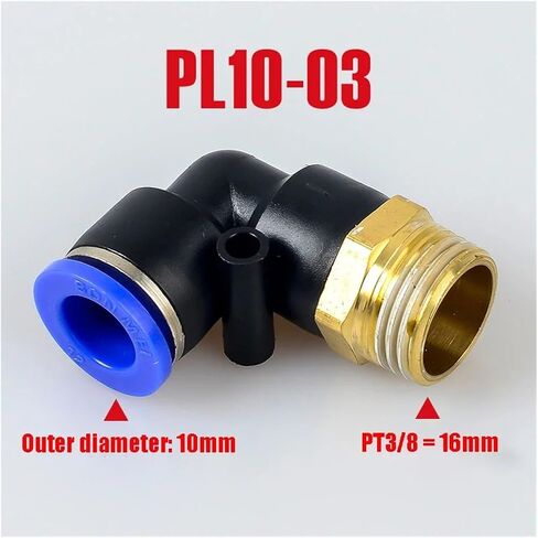 PL Pneumatic Connector 4mm-12mm Hose OD 1/8" 1/4" 3/8" 1/2" Male Pneumatic Threaded Pipe Elbow Connector Tube Air Push-On(PL8-04,5PCS) in Kuwait