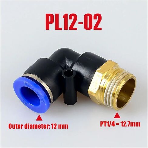 PL Pneumatic Connector 4mm-12mm Hose OD 1/8" 1/4" 3/8" 1/2" Male Pneumatic Threaded Pipe Elbow Connector Tube Air Push-On(PL8-04,5PCS) in Kuwait