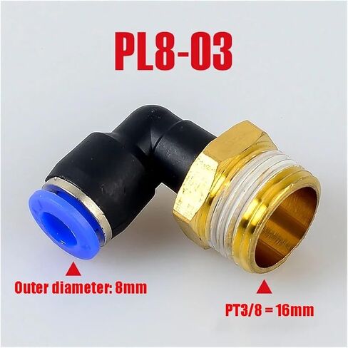 PL Pneumatic Connector 4mm-12mm Hose OD 1/8" 1/4" 3/8" 1/2" Male Pneumatic Threaded Pipe Elbow Connector Tube Air Push-On(PL8-04,5PCS) in Kuwait