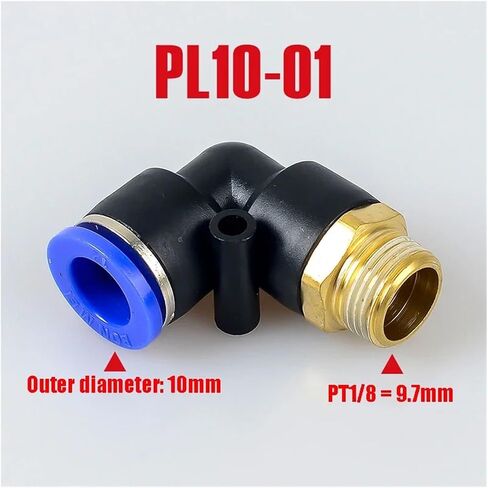 PL Pneumatic Connector 4mm-12mm Hose OD 1/8" 1/4" 3/8" 1/2" Male Pneumatic Threaded Pipe Elbow Connector Tube Air Push-On(PL8-04,5PCS) in Kuwait