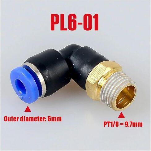 PL Pneumatic Connector 4mm-12mm Hose OD 1/8" 1/4" 3/8" 1/2" Male Pneumatic Threaded Pipe Elbow Connector Tube Air Push-On(PL8-04,5PCS) in Kuwait