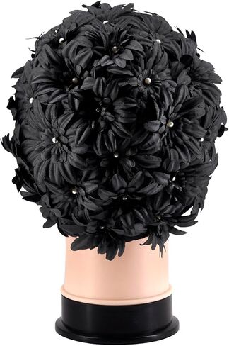 Floral Petal Swim Cap Bathing Cap for Women Girls Long Short Hair Retro Elastic Swimming Turban with Flowers Pearls in Kuwait