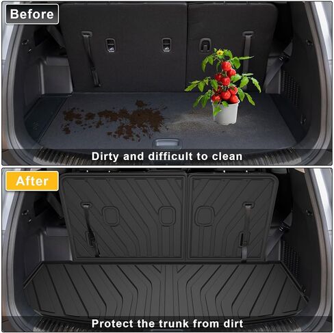 Cargo Liner & Backrest Mat for 2021-2025 Genesis GV80 (Only 5 Seat) : Custom Fit PU Leather Trunk Liner and Backrest Protector - All Weather Waterproof Anti-Slip Easy to Clean Cargo Mat in Kuwait