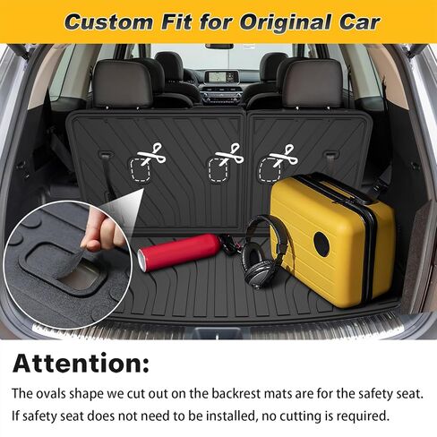 Cargo Liner & Backrest Mat for 2021-2025 Genesis GV80 (Only 5 Seat) : Custom Fit PU Leather Trunk Liner and Backrest Protector - All Weather Waterproof Anti-Slip Easy to Clean Cargo Mat in Kuwait