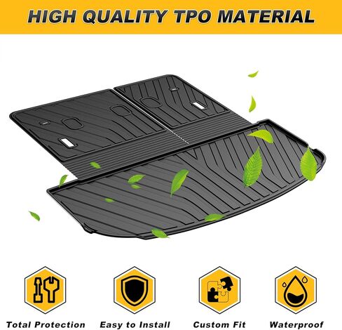 Cargo Liner & Backrest Mat for 2021-2025 Genesis GV80 (Only 5 Seat) : Custom Fit PU Leather Trunk Liner and Backrest Protector - All Weather Waterproof Anti-Slip Easy to Clean Cargo Mat in Kuwait