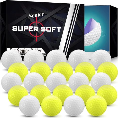 24 Pcs Duo Soft Golf Balls Senior Golf Balls Yellow Golf Balls Distance Golf Balls Super Soft Golf Balls Senior Colored Soft Golf Balls Yellow Golf Balls Low-compression Supersoft Golf Ball in Saudi Arabia