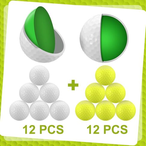 24 Pcs Duo Soft Golf Balls Senior Golf Balls Yellow Golf Balls Distance Golf Balls Super Soft Golf Balls Senior Colored Soft Golf Balls Yellow Golf Balls Low-compression Supersoft Golf Ball in Saudi Arabia