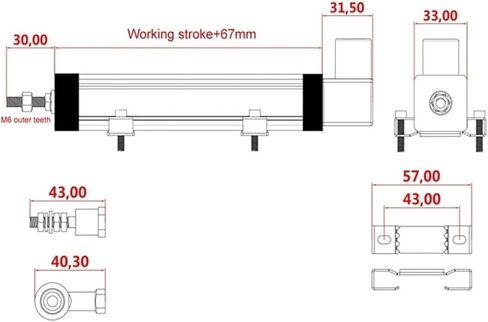 HLC50mm-250mm Linear Displacement Sensor Tie Rod Displacement Sensor Linear Displacement Measuring Gauge Sensor(225mm) in Saudi Arabia