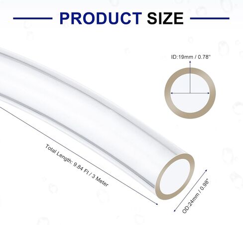 uxcell PVC Tubing, 17mm ID x 21mm OD - 10 Feet Long Clear Vinyl Water Pipe, Lightweight Plastic Flexible Water Pipe for Aquaponics, Air Hose, Irrigation in Saudi Arabia