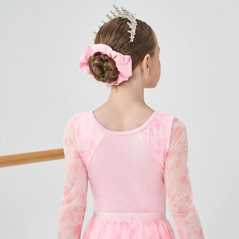 Jiamy Girls Ballet Hoodards Long Sleeve Mesh Toddler Dance Leotard Dress Combo مع تنورة قابلة للإزالة in Kuwait