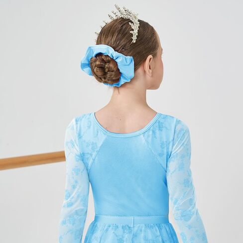 Jiamy Girls Ballet Hoodards Long Sleeve Mesh Toddler Dance Leotard Dress Combo مع تنورة قابلة للإزالة in Kuwait