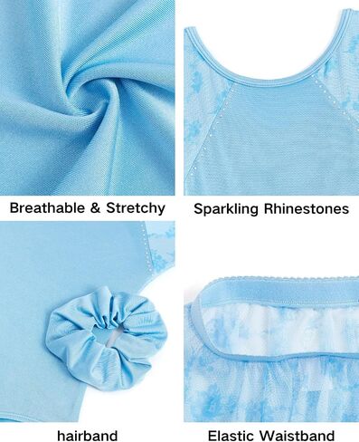 Jiamy Girls Ballet Hoodards Long Sleeve Mesh Toddler Dance Leotard Dress Combo مع تنورة قابلة للإزالة in Kuwait
