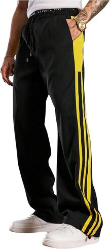 Men's Side Striped Stacked Sweatpants Y2K Wide Leg Baggy Jogging Pants Streetwear in Saudi Arabia